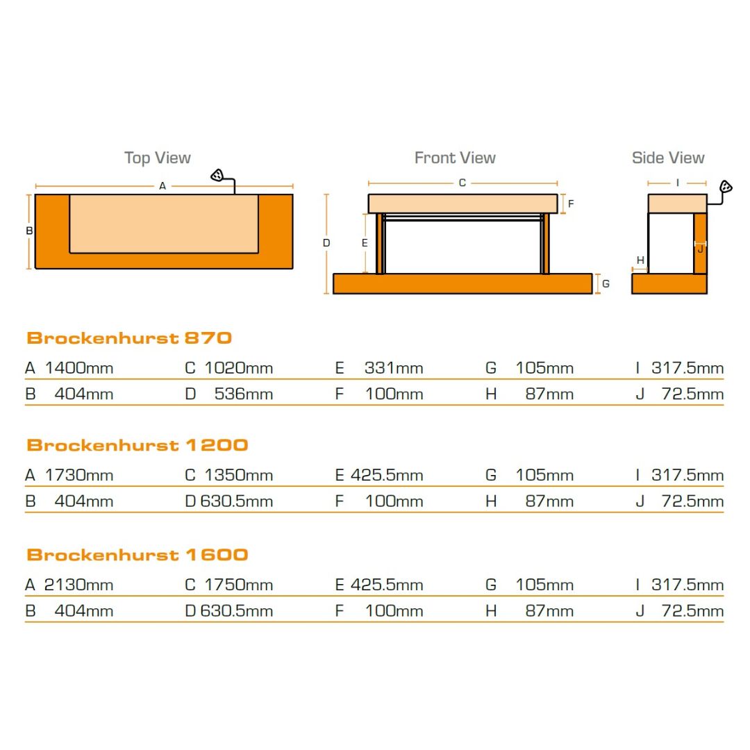 British Fires Brockenhurst 1600 Electric Suite Grey with Ceramic Logs
