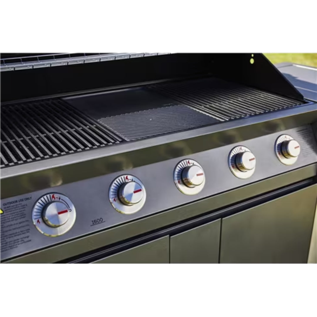 Beefeater 1600 Series 5 Burner Dark BBQ On Trolley W/Side Burner