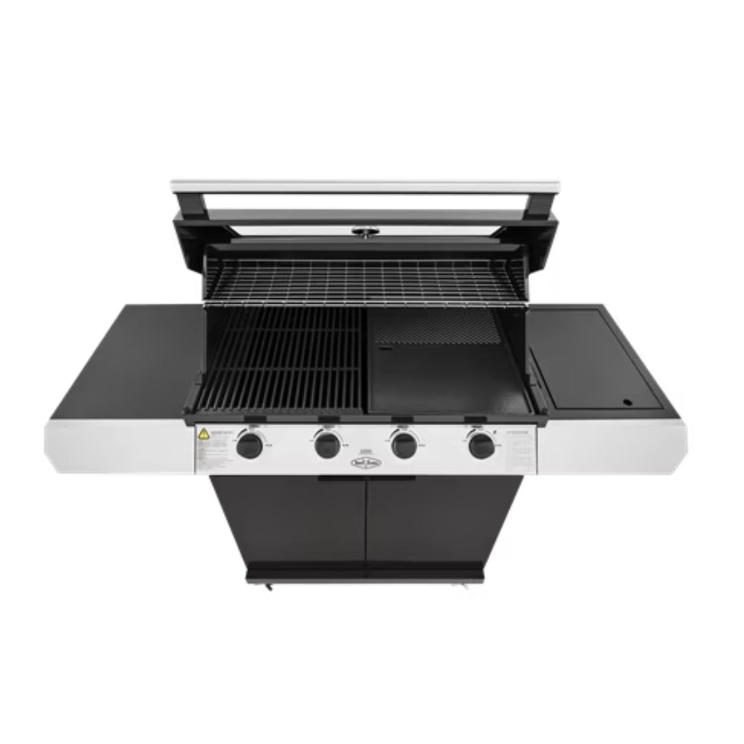 Beefeater 1200 Series 4 Burner Black BBQ On Trolley W/Side Burner