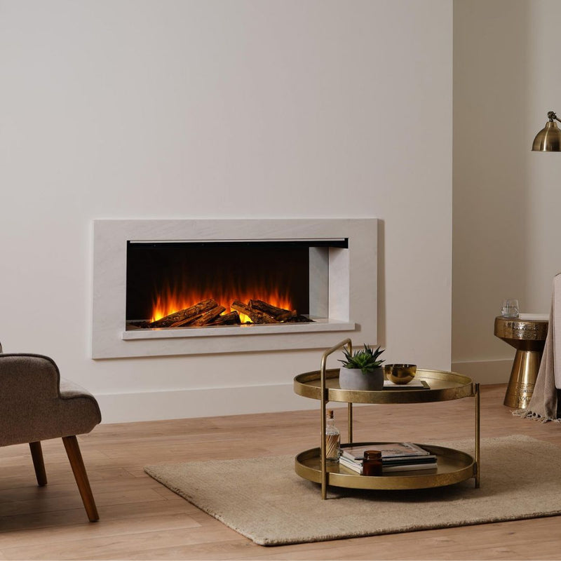 Load image into Gallery viewer, British Fires Holbury 1200 Electric Suite with Deluxe Real Logs and White Frame
