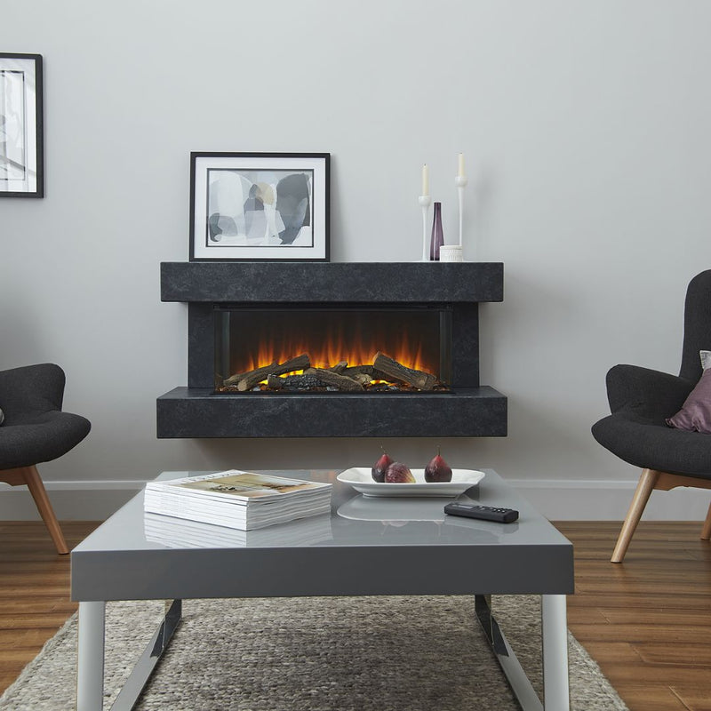 Load image into Gallery viewer, British Fires Winchester 1200 Electric Suite Grey with Deluxe Real Logs
