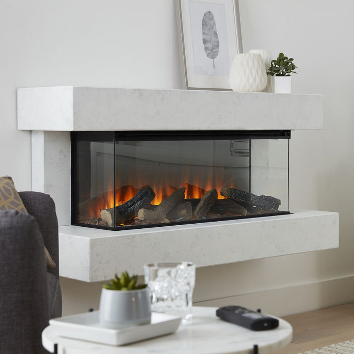 British Fires Winchester 1600 Electric Suite White with Ceramic Logs