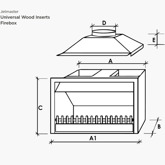 Jetmaster Universal 1200 Wood Firebox dimensions