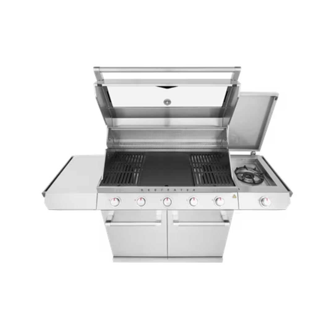 Beefeater 7000 Series 5 Burner BBQ On Trolley W/Side Burner