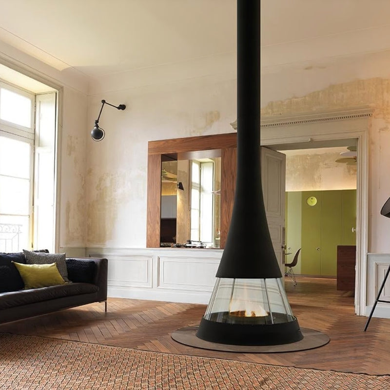 Load image into Gallery viewer, Sculpt Bordelet Linea 914 Central Suspended Wood Fire inc Flue for 2.4m Ceiling
