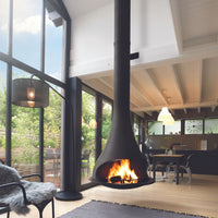 Sculpt Bordelet Tatiana 997 Rotating Suspended Wood Fire inc. Flue for 2.4m Ceiling