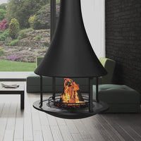 Sculpt Bordelet Zelia 908 Central Suspended Wood Fire inc Flue for 2.4m Ceiling