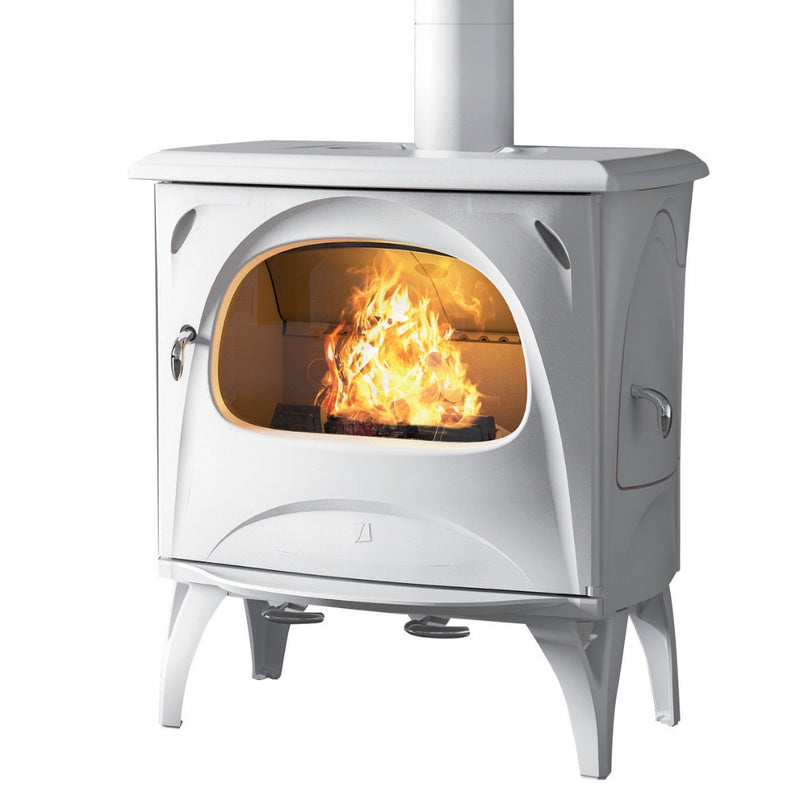 Load image into Gallery viewer, Sculpt Seguin Aurore Freestanding Wood Fire White Enamel
