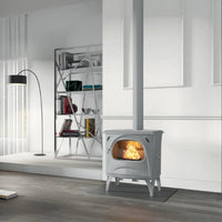 Sculpt Seguin Aurore Freestanding Wood Fire Light Grey Enamel