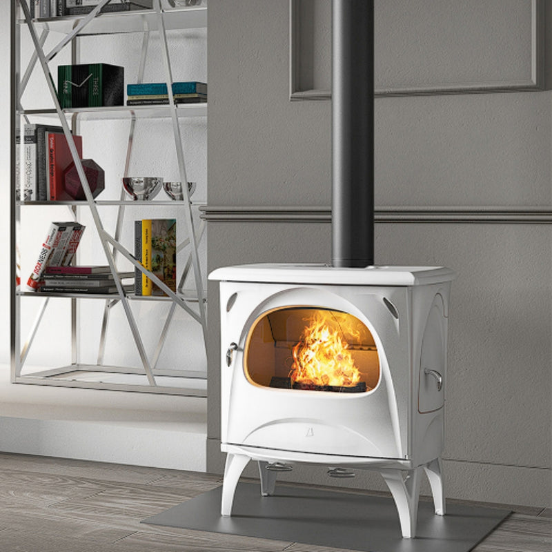 Load image into Gallery viewer, Sculpt Seguin Aurore Freestanding Wood Fire White Enamel
