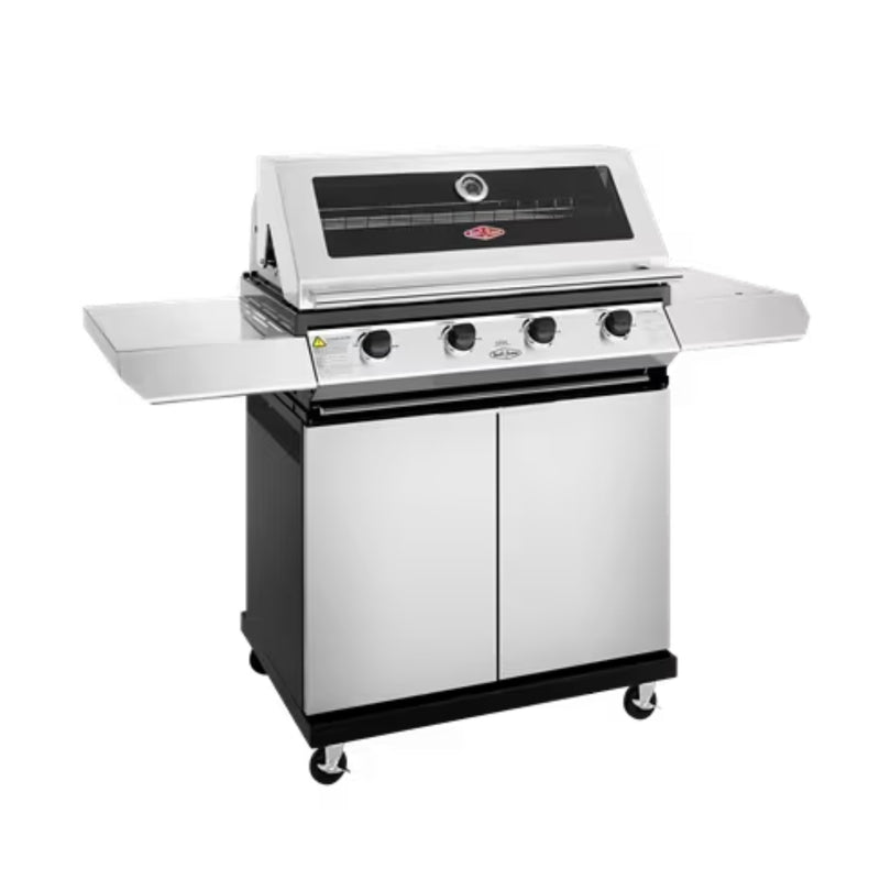 Load image into Gallery viewer, Beefeater 1200 4 Burner Stainless Steel BBQ On Trolley W/Side Burner

