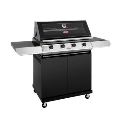 Beefeater 1200 Series 4 Burner Black BBQ On Trolley W/Side Burner