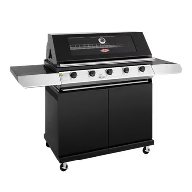 Beefeater 1200 Series 5 Burner Black BBQ On Trolley W/Side Burner