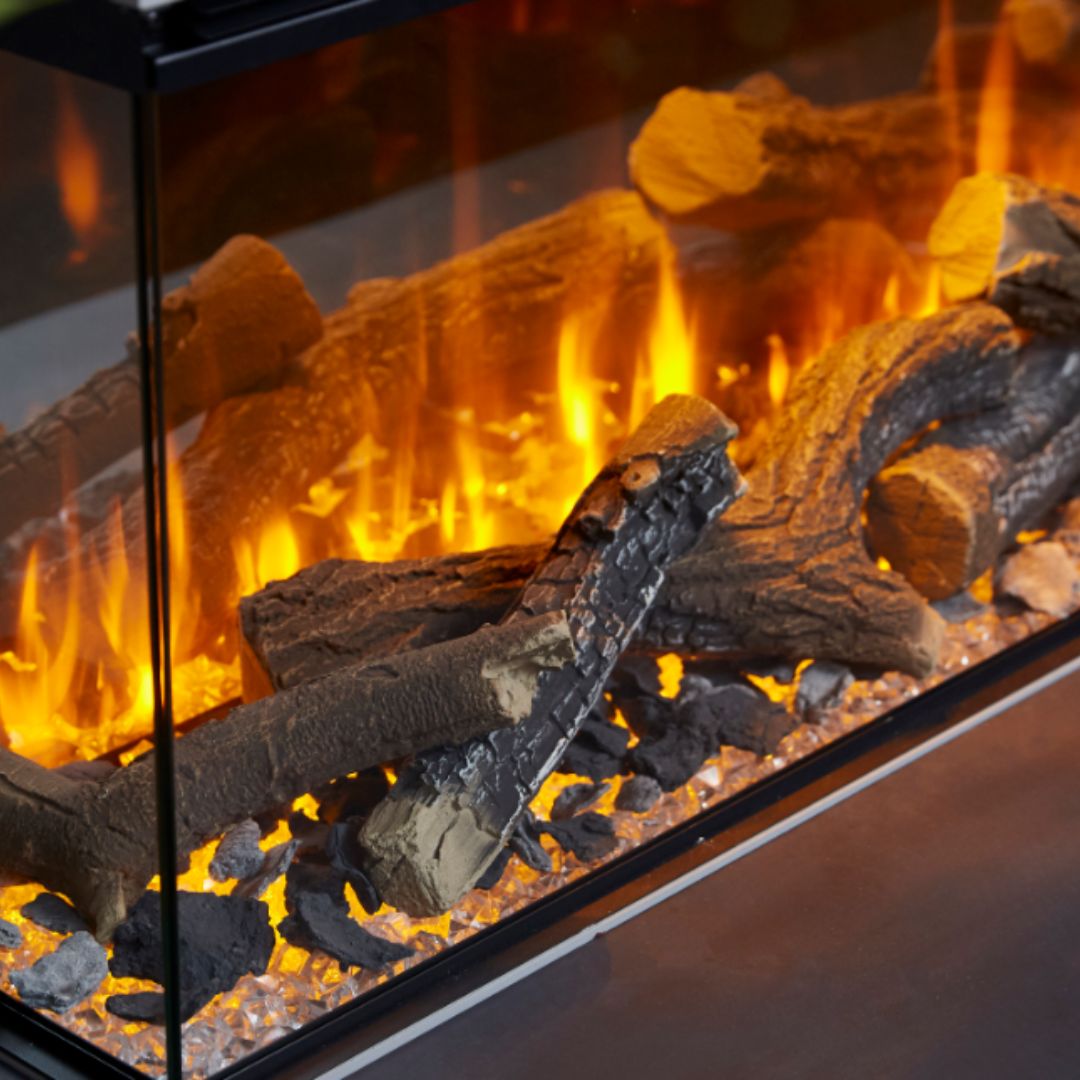 British Fires Brockenhurst 1600 Electric Suite Grey with Ceramic Logs