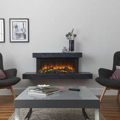 British Fires Brockenhurst 1600 Electric Suite Grey with Ceramic Logs