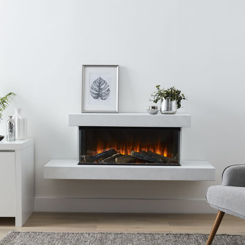 Load image into Gallery viewer, British Fires Brockenhurst 1600 Electric Suite White with Deluxe Real Logs
