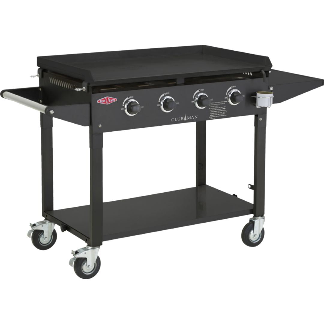 Beefeater Clubman Black 4 Burner BBQ & Trolley Cast Iron Burners & Hotplate