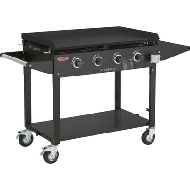 Beefeater Clubman Black 4 Burner BBQ & Trolley Cast Iron Burners & Hotplate