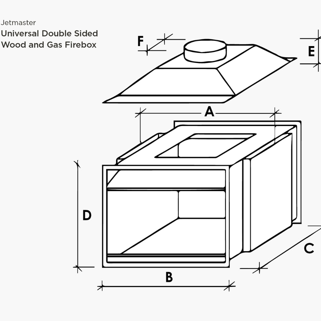 Jetmaster Universal Freestanding Wood Heater 700 Double Sided