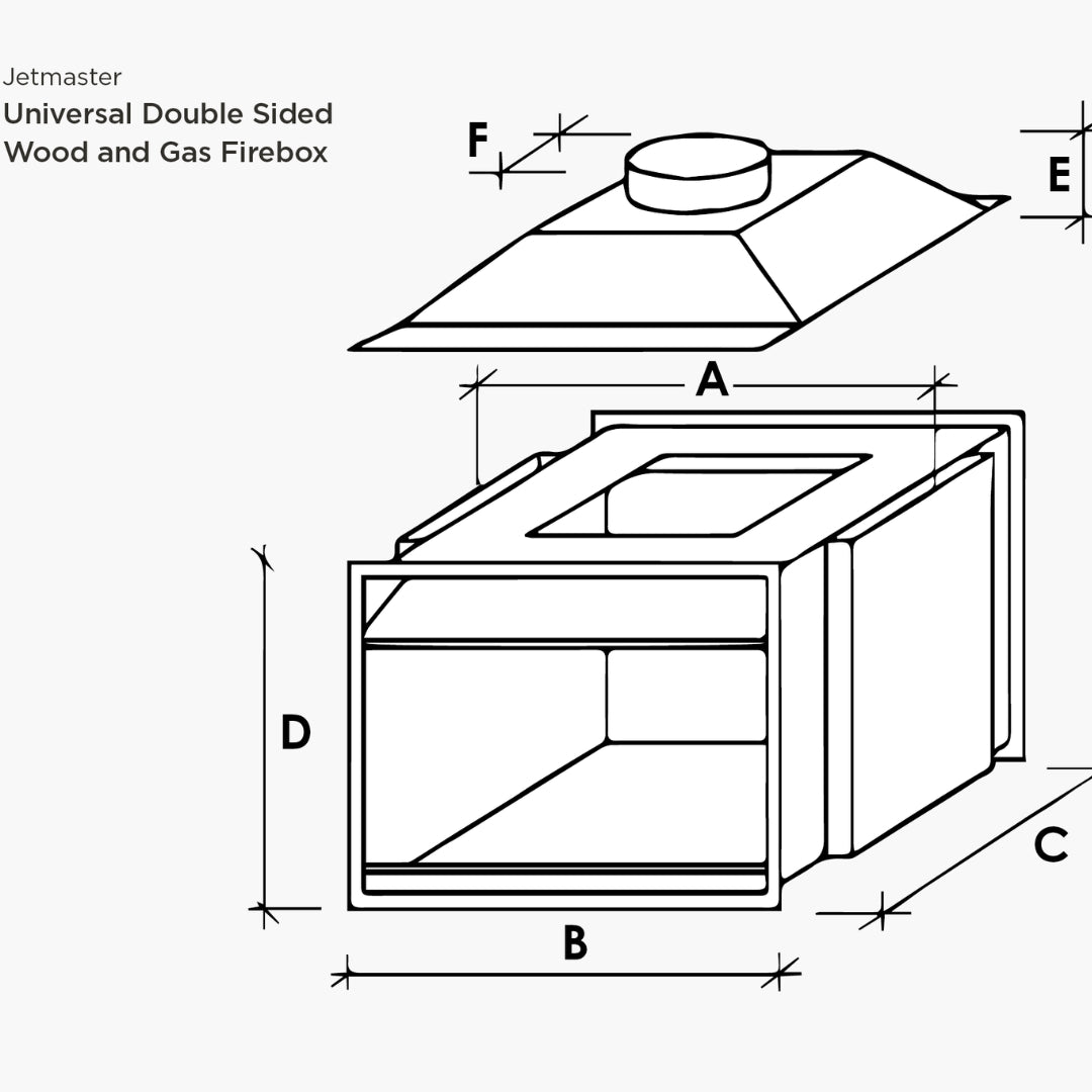 Jetmaster Universal Freestanding Wood Heater 700 Double Sided
