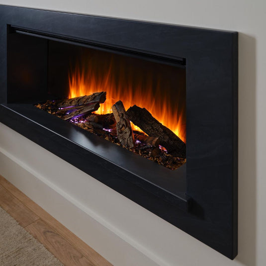 British Fires Holbury 870 Suite with Deluxe Real Logs And Grey Frame