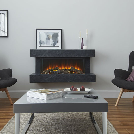 British Fires Winchester 870 Electric Suite Grey with Ceramic Logs