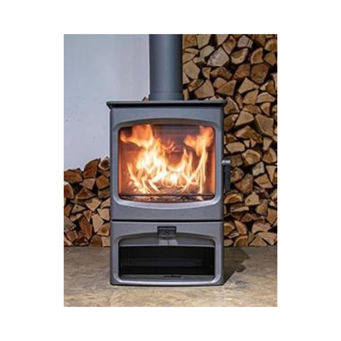 Charnwood Aire 7 Freestanding Wood Heater on Wood Stacker