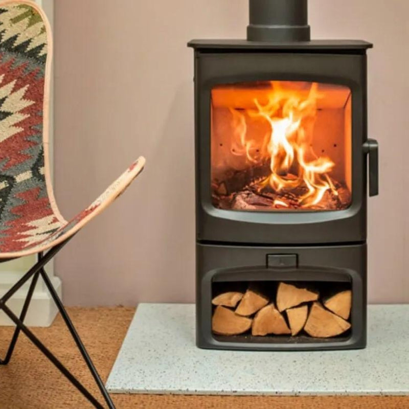 Load image into Gallery viewer, Charnwood Aire 3 Freestanding Wood Heater on Wood Stacker
