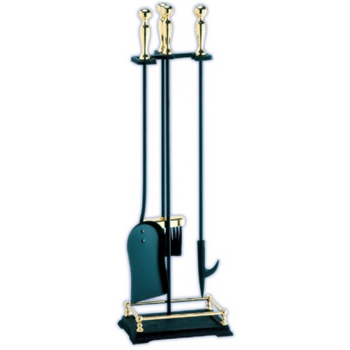 Meltoncraft 3pc Polished Brass & Black Fire Tool Set