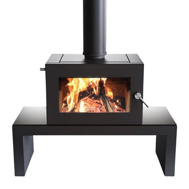 Blaze 605 Freestanding Wood Heater on Bench with Fan