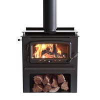 Nectre MKIII Freestanding Wood Heater On Woodstacker with Fan