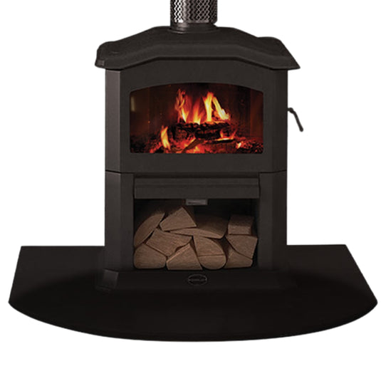 Kemlan C24 Cast Iron Freestanding Wood Heater on Woodstacker- (Black)